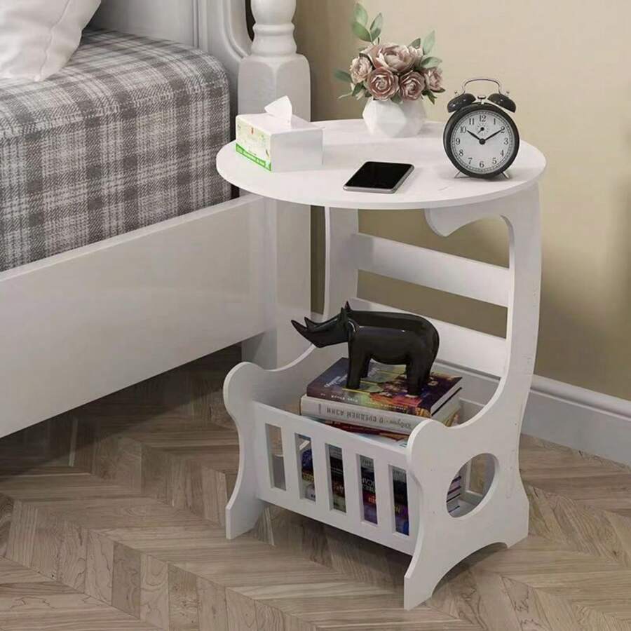 Mesa Redonda Mini Creativa De Estilo Europeo Y Sencilla Para La Sala De Estar, El Dormitorio, La Mesita De Noche Y Pisos Pequeños - Blanco - Ver 1