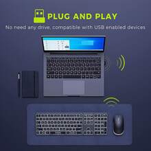 Jomaa 2.4g無線鍵鼠套裝全尺寸可充電背光usb無線鍵盤和滑鼠組合,適用於電腦筆記本電腦燈光滑鼠 - 黑色 - 查看 2