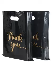 50 pièces Sacs d'emballage cadeaux noirs "Merci", Retour à l'école Jour de la Saint-Valentin