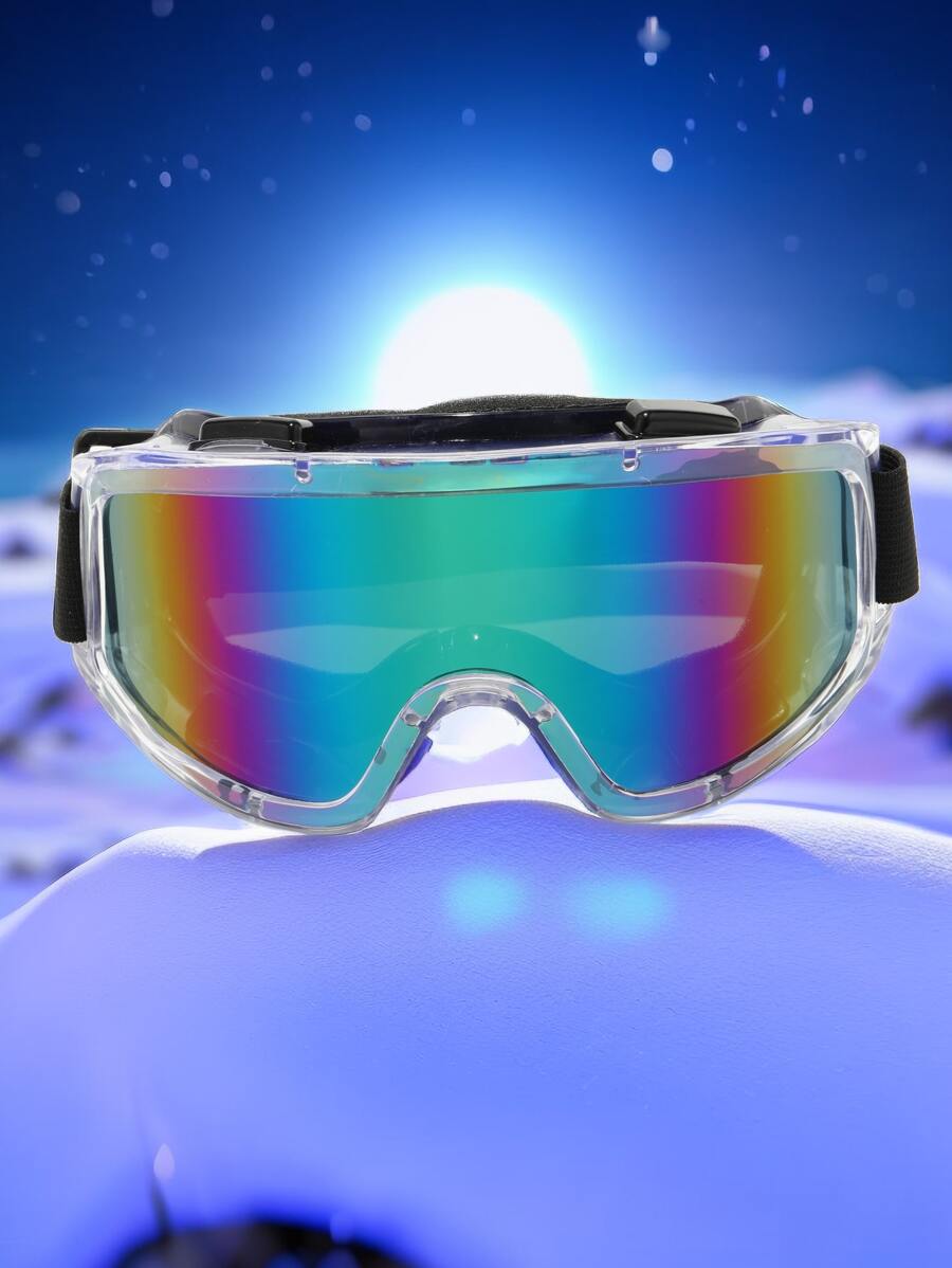 POLASUP 1 件超大松紧带滑雪镜，防雾、防护、防风、防尘、防沙、防雾，适用于滑翔、滑雪、骑行、ADV、摩托车、越野、防泥户外运动面罩，带有可拆卸和可清洗的彩色涂层和反光涂层雪镜