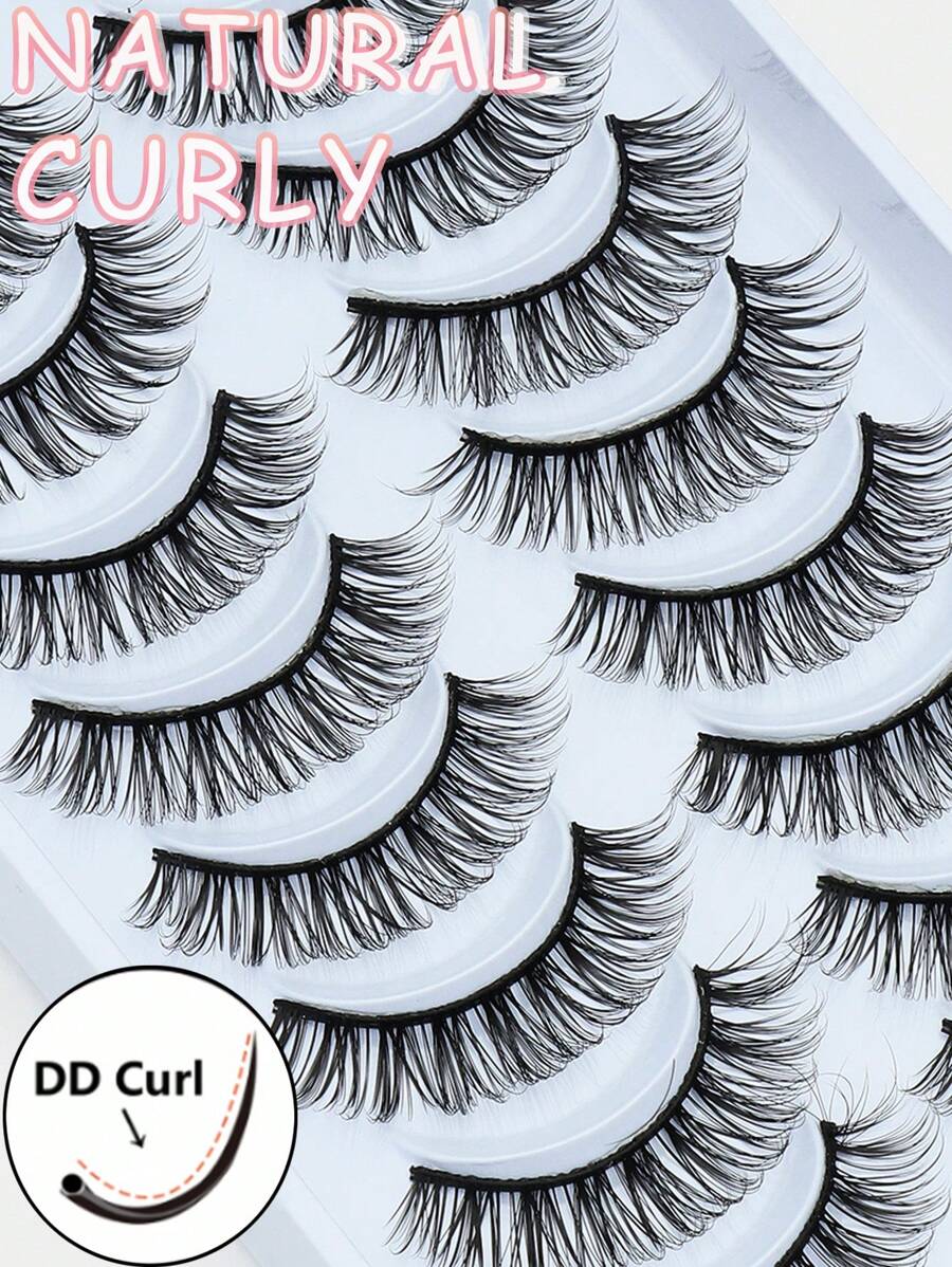 10 Đôi Mi Xoăn Rậm Lông Tự Nhiên Nối Dài Lông Tơ Nhân Tạo Kịch Tính 3D Chồn Mi Cây Nối Mi Dụng Cụ - màu đen - Xem 1