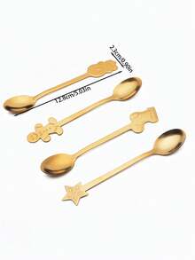 4入組聖誕主題創意混合匙組,適用於咖啡和甜點,卡通不銹鋼匙批發