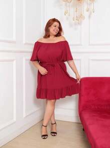 Plus Size Dresses - Burgundy - View 1