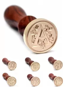 1 Miếng Ở giữa Lứa tuổi Truyền thống Lá thư Ban đầu Con dấu bằng sáp Với Thau Đầu & Tay cầm bằng gỗ Đối với DIY Lễ tạ ơn Lễ đính hôn Lời mời - 1 mục - Xem 1