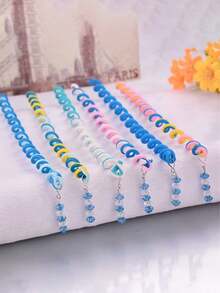 6 Piezas Herramientas De Trenzado De Cabello Para Niños, Incluye Cintas Para La Cabeza, Cuerdas Coloridas Para Trenzas, Accesorios Para El Cabello Para Niñas, Azul - Azul - Ver 3