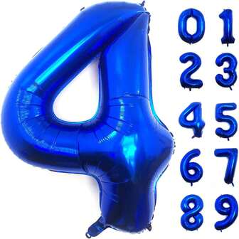 40英寸(約101.6厘米)深藍色數字4氣球,超大號鋁膜氦氣氣球,適用於生日派對、畢業典禮、周年慶祝、嬰兒派對和攝影裝飾