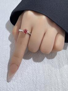 1枚時尚的925純銀1ct轉彎臂六爪鑽石戒指,適合女士,是一份女友禮物、永遠的承諾訂婚結婚戒指,優雅的珠寶