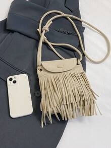 HELLO WEEKEND 1 Miếng Tua Trang trí Polyester Chất xơ Có thể mang đi Đập nhẹ Đóng từ tính Retro Thời trang Túi đeo chéo Đối với phụ nữ Sử dụng hàng ngày - Màu be - Xem 4