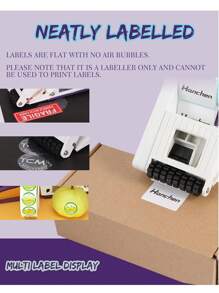 Pistola aplicadora de etiquetas de código de barras portátil de 1 pieza, máquina etiquetadora de botellas redondas/cuadradas/planas de mano, etiquetadora de etiquetas adhesivas manual adecuada para núcleos de etiquetas de 3,5-6,4 cm - Blanco - Ver 6