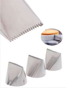1pc 202# 304 Stainless Steel Extra Large Cream Pastry Tip With Serrated Edge - Silver - View 1
