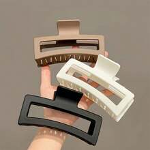 3入組方形髮夾卡,防滑強力夾持,適用於厚髮型配件 - 黑/卡其/白 3件 - 查看 1