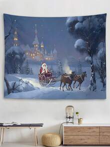 1 Tấm thảm thiết kế xe trượt tuyết & tuần lộc ông già Noel, phong cách hiện đại, trang trí tường bằng chất liệu da đào với cảm giác treo mềm mại và thoải mái, có kích thước lớn, vừa và nhỏ, lý tưởng cho Giáng sinh, trang trí phòng ngủ hoặc phòng khách, đi kèm với phụ kiện lắp đặt (Không bao gồm đèn) ), Cờ Cho Phòng, Trang Trí Phòng, Tấm Thảm, Nghệ Thuật Treo Tường - Nhiều màu - Xem 3