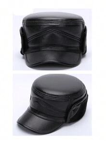 1pc Men's Classic Warm Black Lei Feng Hat Suitable For Daily Use - Black - View 4