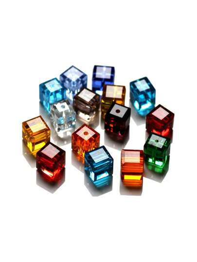 4/6 毫米 100 顆水晶方形珠 Diy 手工串珠吊墜間隔珠珠寶配件