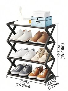 1 件創意 X 型防塵鋼管鞋架,輕鬆組裝門後鞋櫃 - 黑色 - 查看 7