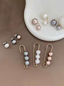 10pcs Women's Anti-Slip Brooch Waist Buckle Adjust Skirt Waist Tightness, Fixed Clothing Neckline Corsage Decorative Buckle Excludes The Card. - White - View 5