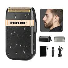 Cortapelo De Barba Nk-7708 Razor Con Usb, Reciprocating Razor Ipx4, Afeitadora Eléctrica A Prueba De Agua Para Hombres, Mini Afeitadora Eléctrica Portátil Recargable Con Cabezal De Afeitado Resistente Al Agua, Afeitadora De Viaje - Negro - Ver 1
