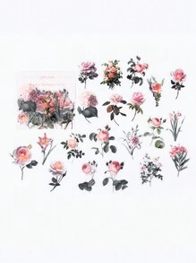 1包/40入組粉色玫瑰和茉莉花裝飾寵物貼紙套裝 - 彩色 - 查看 6