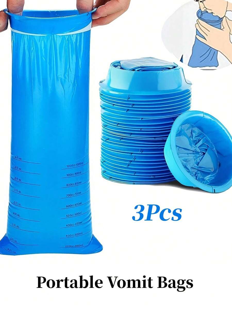 3pcs 1000ml Portable Vomit Bags, Disposable Urine Bags, Disposable