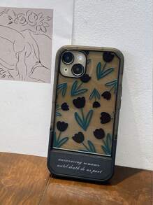 1 funda de teléfono con soporte plegable con patrón de tulipanes negros, compatible con iPhone - Multicolor - Ver 4