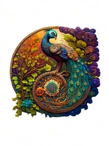 成人木質拼圖,迷人的孔雀拼圖附有漂亮的禮物包裝,木製動物拼圖,獨特的形狀拼圖片,是家庭遊戲、聖誕、萬聖節、感恩節禮物、聖誕襪填充物或蒙特梭利式的最佳禮物。 - 彩色 - 查看 1