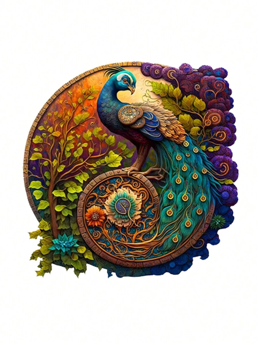 成人木質拼圖,迷人的孔雀拼圖附有漂亮的禮物包裝,木製動物拼圖,獨特的形狀拼圖片,是家庭遊戲、聖誕、萬聖節、感恩節禮物、聖誕襪填充物或蒙特梭利式的最佳禮物。 - 彩色 - 查看 1