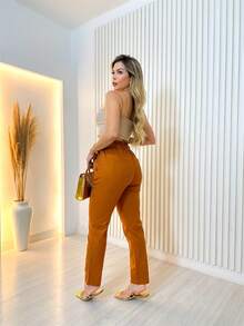 Women Pants - 駝色 - 查看 2