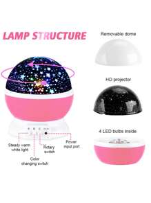 1pc Fantasy 7-Color Rotating Starry Sky Projection Light, USB & Battery Powered Dual-Use, Suitable As Christmas Night Light, Kid's Room Decor, Holiday Atmosphere Light, LED Romantic Starry Sky Moon Projector