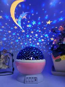 1pc Fantasy 7-Color Rotating Starry Sky Projection Light, USB & Battery Powered Dual-Use, Suitable As Christmas Night Light, Kid's Room Decor, Holiday Atmosphere Light, LED Romantic Starry Sky Moon Projector
