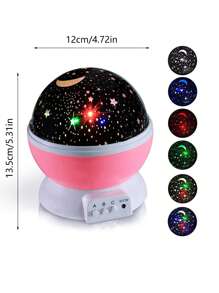 1pc Fantasy 7-Color Rotating Starry Sky Projection Light, USB & Battery Powered Dual-Use, Suitable As Christmas Night Light, Kid's Room Decor, Holiday Atmosphere Light, LED Romantic Starry Sky Moon Projector