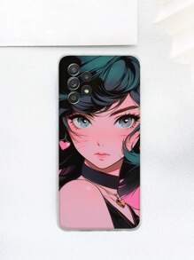 1入動漫女孩特寫插圖TPU手機殼，適用於蘋果和三星手機 - 彩色 - 查看 3