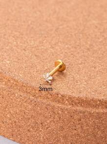 1入內螺紋不鏽鋼搭配星形水晶耳環,幾何形狀cz耳骨穿孔地包天耳環耳針,女式 - 金黃色 - 查看 12