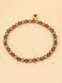 1pc Pet Christmas Decoration Necklace With Bell Pendant, Elastic Rope Chain For Cats & Dogs - Multicolor - View 2