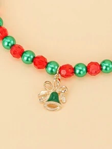 1pc Pet Christmas Decoration Necklace With Bell Pendant, Elastic Rope Chain For Cats & Dogs - Multicolor - View 3