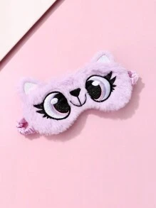 1入組可愛卡通熊形狀滌綸長毛絨3D刺繡睡眼膜,合適的適用於日常使用 - 紫羅蘭色 - 查看 1