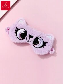 1入組可愛卡通熊形狀滌綸長毛絨3D刺繡睡眼膜,合適的適用於日常使用 - 紫羅蘭色 - 查看 3