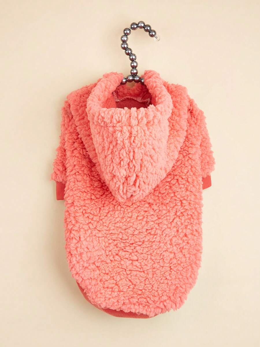 1 chiếc áo hoodie lông cừu ấm áp cho mèo và chó, màu hồng, thích hợp cho mùa thu và mùa đông - Hồng - Xem 1