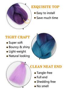 多彩時尚編織頭髮1入包裝,24英寸萬聖節和聖誕節擴展頭髮紫色藍色彩色合成髮鉤針編織頭髮延長頭髮編織頭髮延長」日常萬聖節和聖誕節 - 彩色 - 查看 4