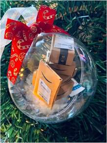 1個驚喜聖誕裝飾球,附帶隨機快遞盒裝,適用於聖誕節、生日、婚禮裝飾禮物和聖誕樹裝飾,聖誕節隨機樣式發貨 - 彩色 - 查看 1