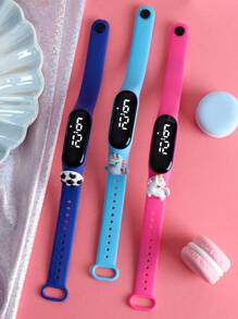 3入組干電池足球、恐龍、獨角獸卡通裝飾led手鐲電子手錶,適合日常佩戴 - 彩色 - 查看 2