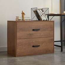 2 Drawer Wood Lateral File Cabinet , Storage Filing Cabinet for Home Office - Brown - View 1