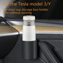 2pcs/Set Car Door Cup Holder And Model Y Special Storage Box Rack - Black - View 1