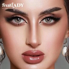 FRESH LADY Freshlady Back-To-School Natural Cinnamon Color Disposable Colored Contact Lenses, Suitable For Halloween, Cosplay, Makeup - Grey - View 4