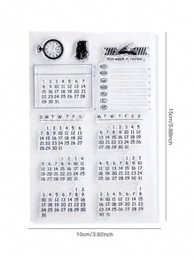 1 set DIY Kalender Stämpel För Journalföring Anteckningsböcker , Återanvändbar Genomskinlig Stämpel Med Datum Mönster - Multifärgad - Visa 6