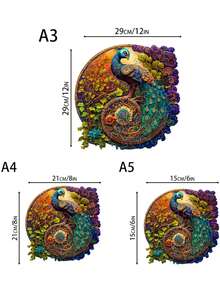 成人木質拼圖,迷人的孔雀拼圖附有漂亮的禮物包裝,木製動物拼圖,獨特的形狀拼圖片,是家庭遊戲、聖誕、萬聖節、感恩節禮物、聖誕襪填充物或蒙特梭利式的最佳禮物。 - 彩色 - 查看 2