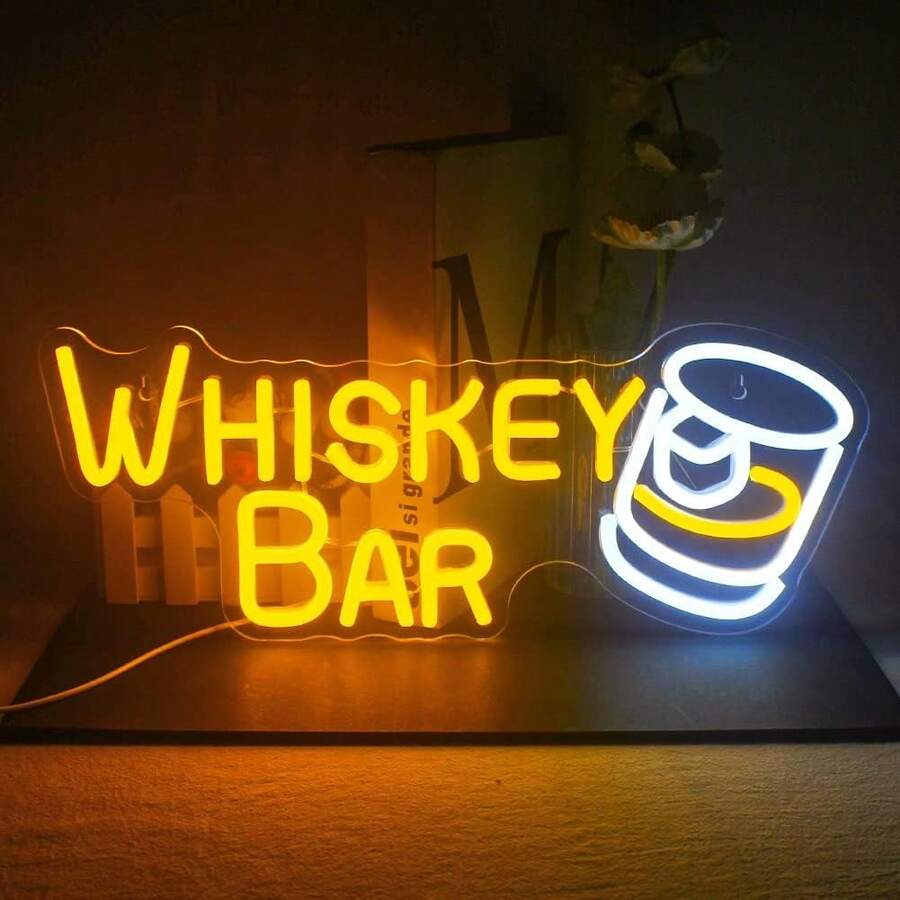 Whiskey Bar Neon Light Sign, Led Neon Lights Decoration For Wall - White - View 1