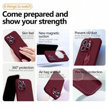 Luxury Magnetic Liquid Silicone Wireless Charging Case Compatible With Apple IPhone 16 15 14 13 12 11 Pro Max Lens Protection Phone Back Cover X XS MAX XR 12 13 Mini 14 Plus Soft Silicone Simple Cases Accessories - Purple - View 3