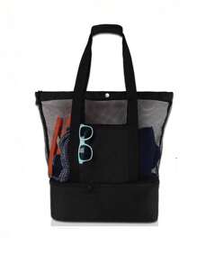 1入組戶外旅遊野餐袋，保溫冰袋，網眼沙灘袋，廚房用品露營