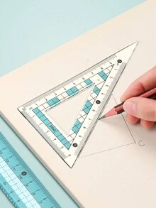 7-piece Blue Compass And Ruler Learning Set, Cute Triangle Ruler, Student Stationery, Ruler, Protractor, Triangle Plate, Compass Set And Ruler Set, Exam-specific Ruler, High School Entrance Examination Ruler Set With Compass Set - Blue - View 5