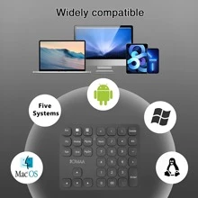 Teclado numérico inalámbrico Bluetooth dual JOMAA portátil y recargable para iPad/Laptop/Windows/iOS (240mAh) - Negro - Ver 5